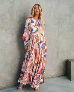 OLIV-001 Never Too Much Printed Open Back Maxi Dress - FINAL SALE -clothes Sales nevertoomuchprintedopenbackmaxidress7