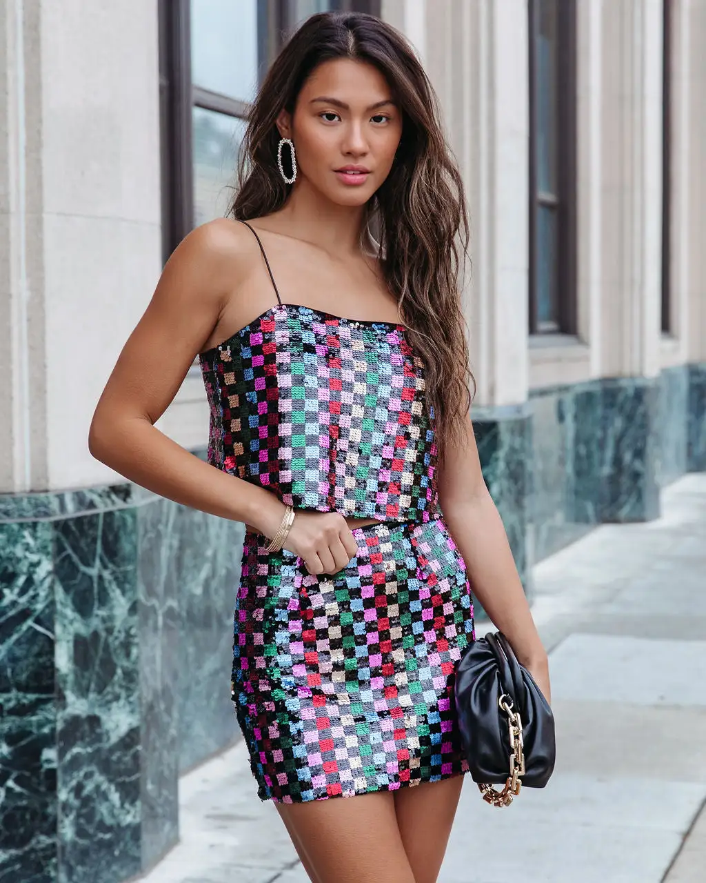 FORE-001 New York Minute Checkered Sequin Mini Skirt - FINAL SALE 5 FORE-001 New York Minute Checkered Sequin Mini Skirt - FINAL SALE - Image 5