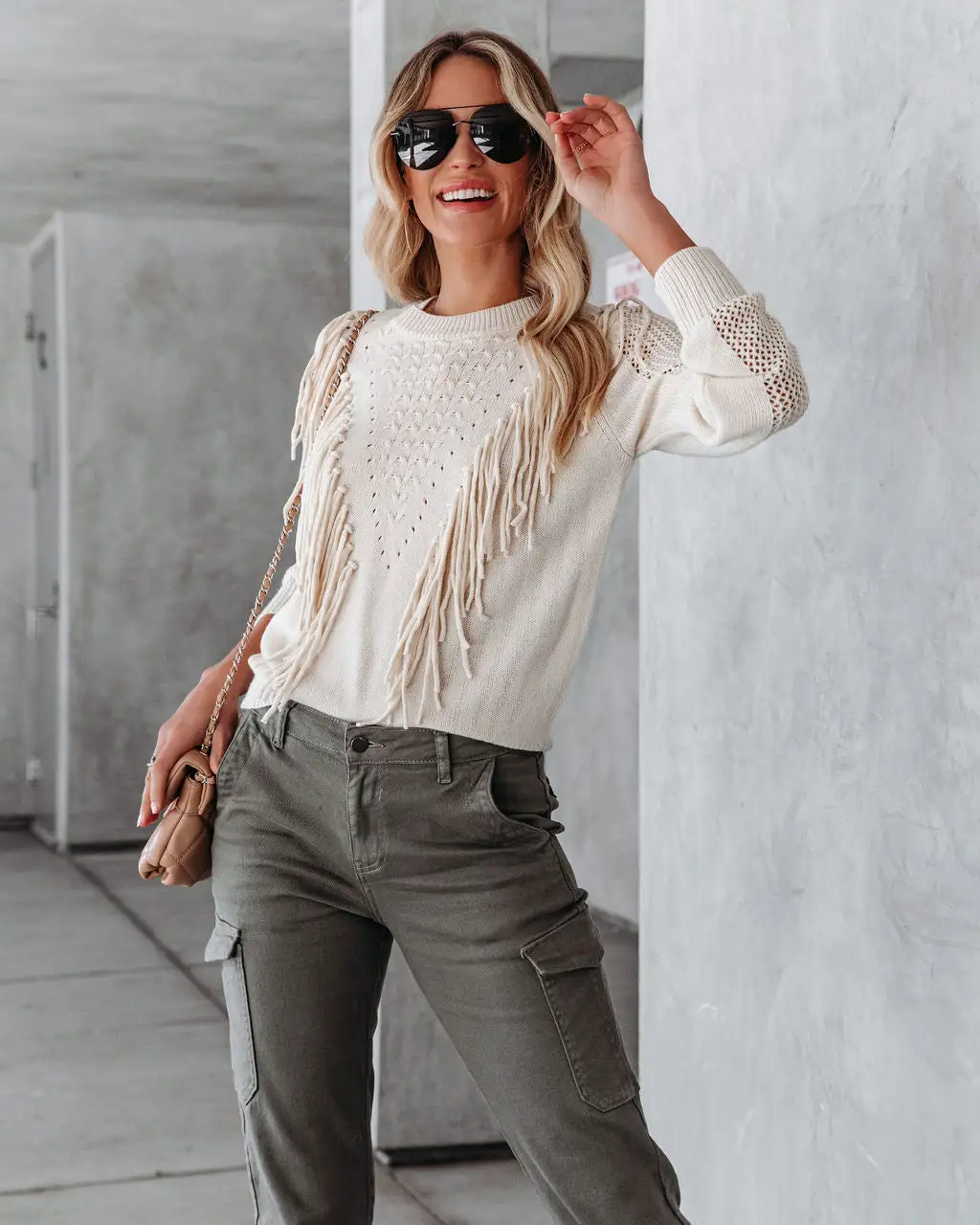 Nigel Fringe Knit Sweater - Ivory - FINAL SALE 5 Nigel Fringe Knit Sweater - Ivory - FINAL SALE - Image 5