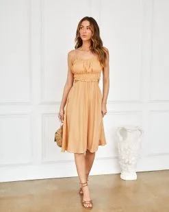 MAY -001 Now Or Never Cutout Smocked Midi Dress - Apricot 12 MAY -001 Now Or Never Cutout Smocked Midi Dress - Apricot -clothes Sales nowornevercutoutsmockedmididressapricot08040208