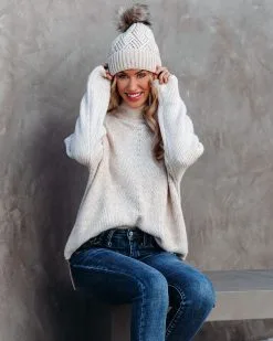 Nysha Mock Neck Knit Sweater - Beige - FINAL SALE -clothes Sales nyshamockneckknitsweaterbeige24