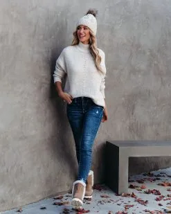 Nysha Mock Neck Knit Sweater - Beige - FINAL SALE -clothes Sales nyshamockneckknitsweaterbeige28