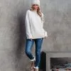 Nysha Mock Neck Knit Sweater - Beige - FINAL SALE