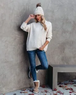 Nysha Mock Neck Knit Sweater - Beige - FINAL SALE -clothes Sales nyshamockneckknitsweaterbeige4