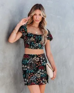 STOR-001 Orchards Beauty Mini Skirt - FINAL SALE 16 STOR-001 Orchards Beauty Mini Skirt - FINAL SALE -clothes Sales orchardsbeautyfloralpuffsleevecroptopandminiskirt100