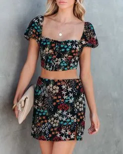 STOR-001 Orchards Beauty Mini Skirt - FINAL SALE 11 STOR-001 Orchards Beauty Mini Skirt - FINAL SALE -clothes Sales orchardsbeautyfloralpuffsleevecroptopandminiskirt115