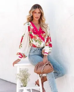 SALT-001 Palm Desert Floral Drape Bodysuit - Ivory - LAST CHANCE -clothes Sales palmdesertfloraldrapebodysuitivory141