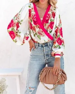 SALT-001 Palm Desert Floral Drape Bodysuit - Ivory - LAST CHANCE -clothes Sales palmdesertfloraldrapebodysuitivory94