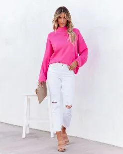 Parkin Mock Neck Knit Sweater - Pink -clothes Sales parkinmockneckknitsweaterpink2