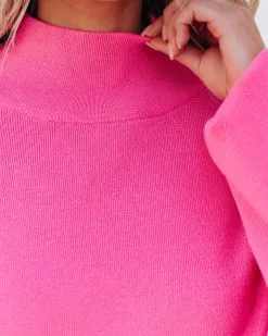Parkin Mock Neck Knit Sweater - Pink -clothes Sales parkinmockneckknitsweaterpink21
