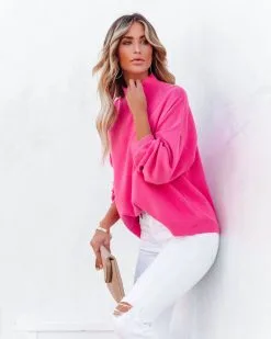 Parkin Mock Neck Knit Sweater - Pink -clothes Sales parkinmockneckknitsweaterpink30