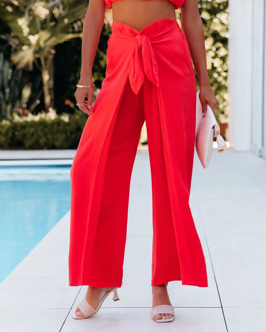 Payson High Rise Tie Front Pants - Flame - LAST CHANCE 3 Payson High Rise Tie Front Pants - Flame - LAST CHANCE - Image 3