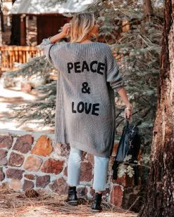 Peace And Love Knit Cardigan - Charcoal - FINAL SALE