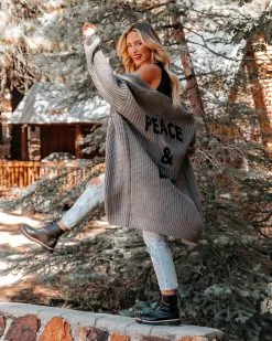 Peace And Love Knit Cardigan - Charcoal - FINAL SALE -clothes Sales peaceandloveknitcardigancharcoal38