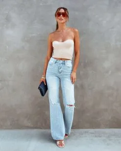 Phoenix Ribbed Knit Strapless Top - Latte -clothes Sales phoenixribbedknitstraplesstoplatte 12