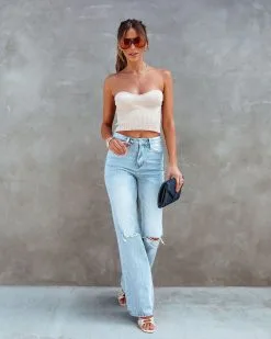 Phoenix Ribbed Knit Strapless Top - Latte -clothes Sales phoenixribbedknitstraplesstoplatte 39