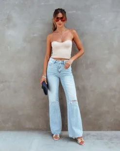 Phoenix Ribbed Knit Strapless Top - Latte -clothes Sales phoenixribbedknitstraplesstoplatte 7