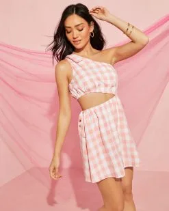 Picnic In The Park One Shoulder Cut Out Mini Dress -clothes Sales picnicintheparkshouldercutoutminidress4149