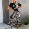 DRES-001 Pleats, Please Floral Midi Skirt - LAST CHANCE