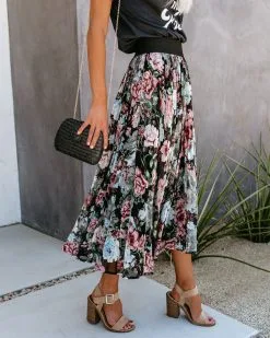 DRES-001 Pleats, Please Floral Midi Skirt - LAST CHANCE -clothes Sales pleatspleasefloralmidiskirt10