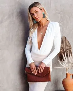 BLUE-001 Plunge Long Sleeve Padded Bodysuit - Ivory - SALE -clothes Sales plungelongsleevepaddedbodysuitivory36