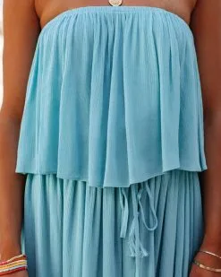 Positive Energy Strapless Maxi Dress - Dusty Blue - FINAL SALE -clothes Sales positiveenergystraplessmaxidressdustyblue108