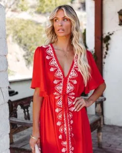 STRU-001 Presidio Embroidered Tassel Midi Dress - Tomato Red - LAST CHANCE 16 STRU-001 Presidio Embroidered Tassel Midi Dress - Tomato Red - LAST CHANCE -clothes Sales presidiotasselmididresstomatored39