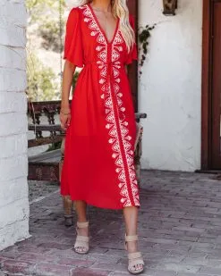 STRU-001 Presidio Embroidered Tassel Midi Dress - Tomato Red - LAST CHANCE 14 STRU-001 Presidio Embroidered Tassel Midi Dress - Tomato Red - LAST CHANCE -clothes Sales presidiotasselmididresstomatored46