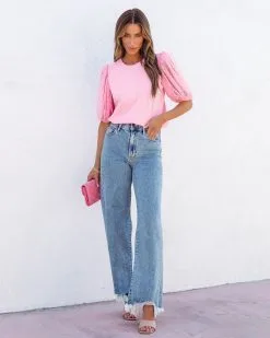 Prim And Proper Tulle Puff Sleeve Top - Pink - SALE -clothes Sales primandpropertullepuffsleevetoppink 11