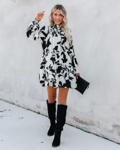 Promenade Printed Mock Neck Babydoll Dress - FINAL SALE 16 Promenade Printed Mock Neck Babydoll Dress - FINAL SALE -clothes Sales promeneadeprintedmockneckbabydolldress38