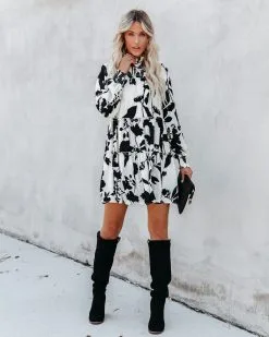 Promenade Printed Mock Neck Babydoll Dress - FINAL SALE 17 Promenade Printed Mock Neck Babydoll Dress - FINAL SALE -clothes Sales promeneadeprintedmockneckbabydolldress8