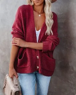 Quaint Pocketed Button Front Cardigan - Vintage Rose - LAST CHANCE -clothes Sales quaintpocketedbuttonfrontcardiganvintagerose10