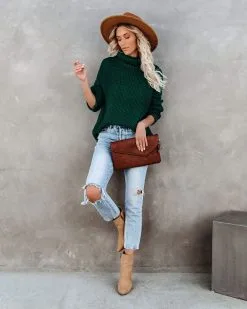 AAKA-001 Quay Turtleneck Knit Sweater - Hunter Green - FINAL SALE 20 AAKA-001 Quay Turtleneck Knit Sweater - Hunter Green - FINAL SALE -clothes Sales quayturtleneckknitsweaterhuntergreen15