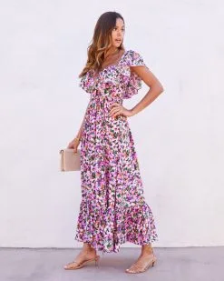 Quintessa Floral Off The Shoulder Maxi Dress -clothes Sales quintessafloralofftheshouldermaxidress24