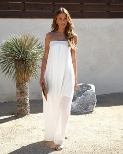AAKA-001 Raine Strapless Crochet Trim Maxi Dress - White - SALE -clothes Sales rainestraplesscrochettrimmaxidresswhite 29