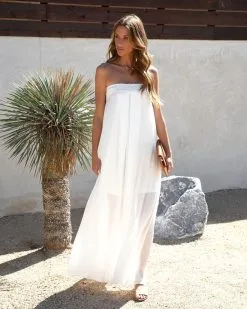 AAKA-001 Raine Strapless Crochet Trim Maxi Dress - White - SALE -clothes Sales rainestraplesscrochettrimmaxidresswhite 4