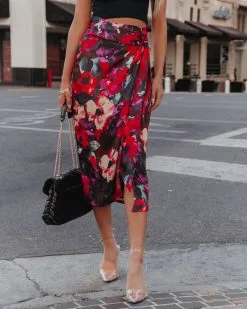 TYCH-001 Rayne Floral Wrap Midi Skirt - FINAL SALE