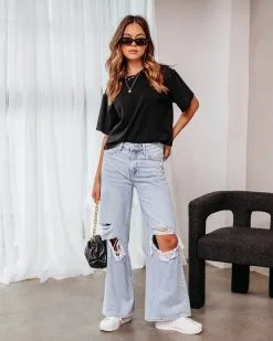 Reba Cotton Short Sleeve Tee - Black