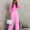 SALT-001 Madrigal Pocketed Wide Leg Pants - Pink