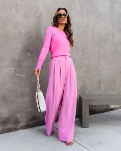 SALT-001 Madrigal Pocketed Wide Leg Pants - Pink -clothes Sales reginaknitlongsleevetoppinkandmadrigalpocketedwidelegpantspink 95