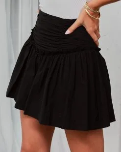 &MER-001 Remee Cotton Ruched Skort - Black - SALE -clothes Sales remeecottonruchedskortblack2949