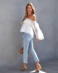 ON T-001 Renley Off The Shoulder Tulle Blouse - White - FINAL SALE -clothes Sales renleyofftheshouldertulleblousewhite44