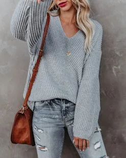 Repeat After Me Knit Sweater - Heather Grey - FINAL SALE