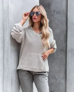 Orion Knit Hooded Pullover Sweater - Taupe - FINAL SALE