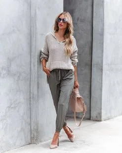 Orion Knit Hooded Pullover Sweater - Taupe - FINAL SALE -clothes Sales rhondapocketedlightweightjoggersoliveandorionknithoodedpulloversweatertaupe41