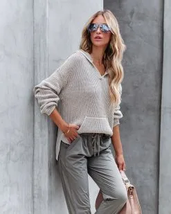 Orion Knit Hooded Pullover Sweater - Taupe - FINAL SALE -clothes Sales rhondapocketedlightweightjoggersoliveandorionknithoodedpulloversweatertaupe59