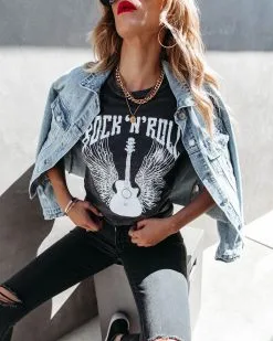 LULU-001 Rock N Roll Guitar Cotton Tee - FINAL SALE