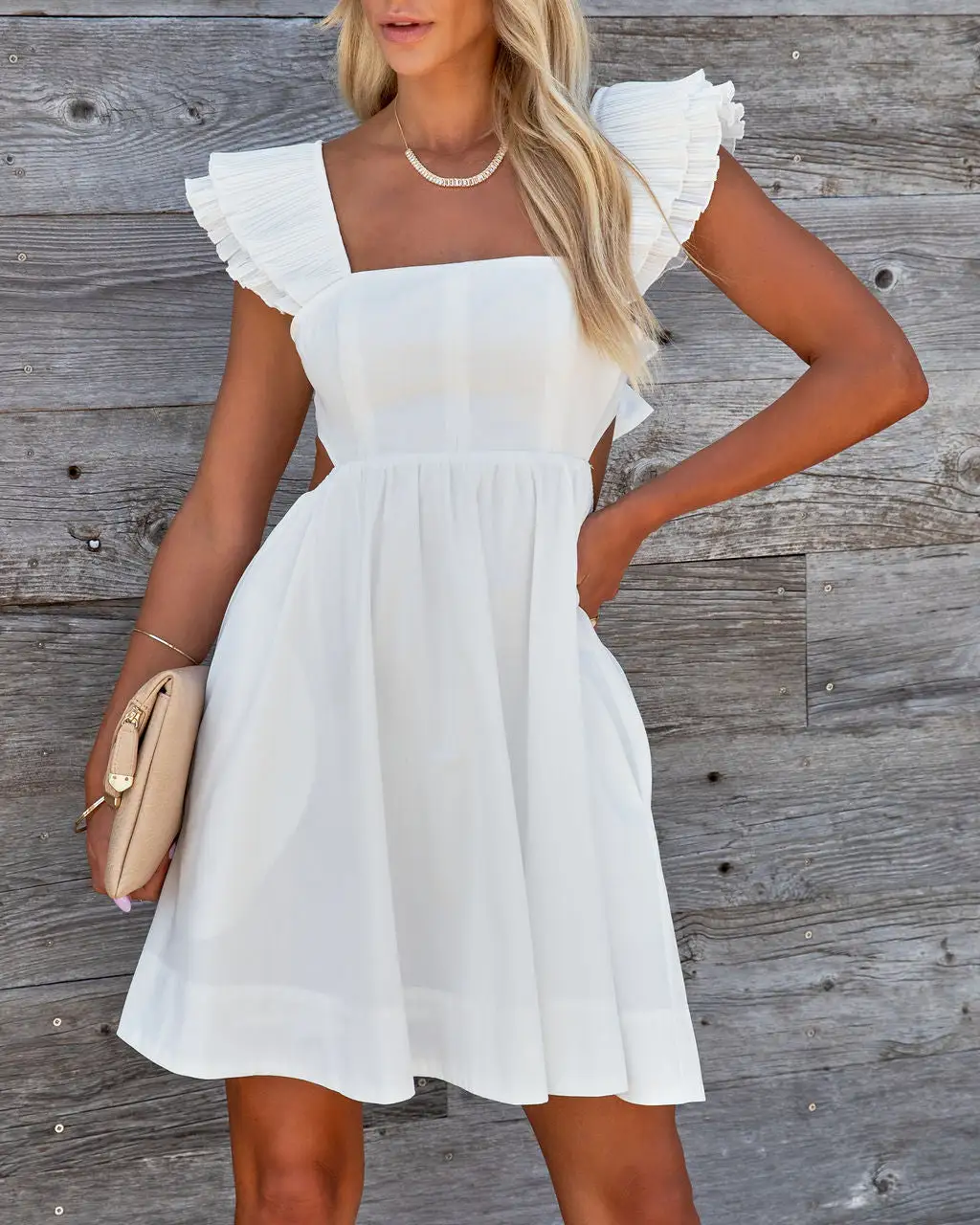 Sabaneta Cotton Pocketed Babydoll Dress - White - FINAL SALE 5 Sabaneta Cotton Pocketed Babydoll Dress - White - FINAL SALE - Image 5