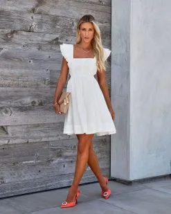 Sabaneta Cotton Pocketed Babydoll Dress - White - FINAL SALE