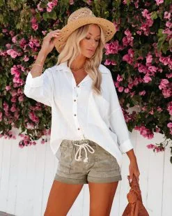 Santa Monica Linen Blend Button Down Top - LAST CHANCE 11 Santa Monica Linen Blend Button Down Top - LAST CHANCE -clothes Sales santamonicalinenblendbuttondowntop83